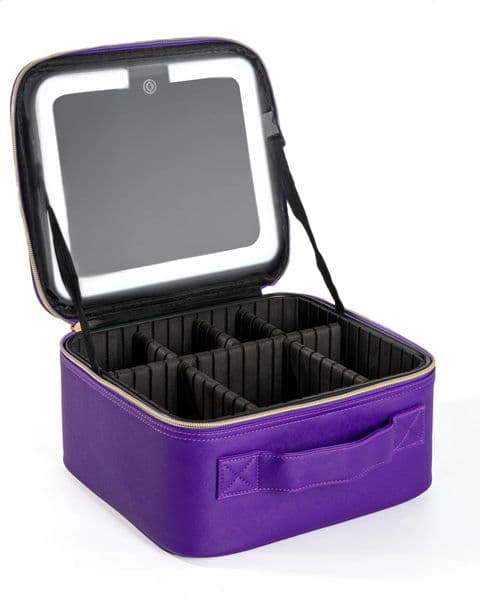 Makeup Bag With Mirror lampTravel Waterproof Necessary Beauty Brush Embroidery Tool Storage Cosmetic Case Portable Box 260208BJ