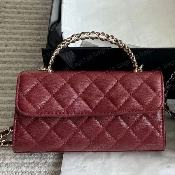 Designer handbags women chain strap crossbody leather chic casual refined diamond lattice mini tote bag shoulder bags quality caviar phone purse flap commuter