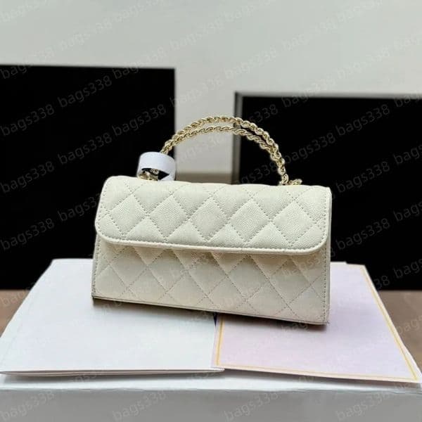 Designer handle ladies chain crossbody strap leather chic casual refined diamond lattice small tote bag shoulder bags quality caviar phone purse flap commuter
