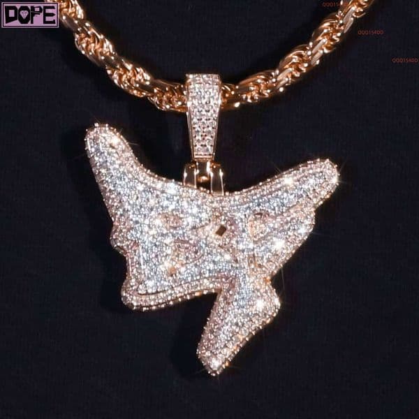 Super Sparkling Moissnite Letter Iced Out Rose Chain S925 Vvs Diamond Moissanite Pendant