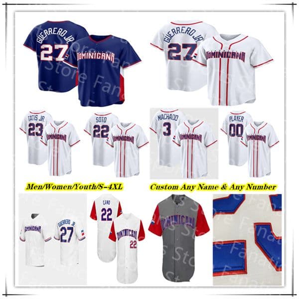 Team Dominican Republic 2026 World Baseball Classic WBC Jersey Fernando Tatis Vladimir Guerrero Jr. Juan Soto Manny Machado Julio Rodriguez Sandy Alcantara Marte 4X