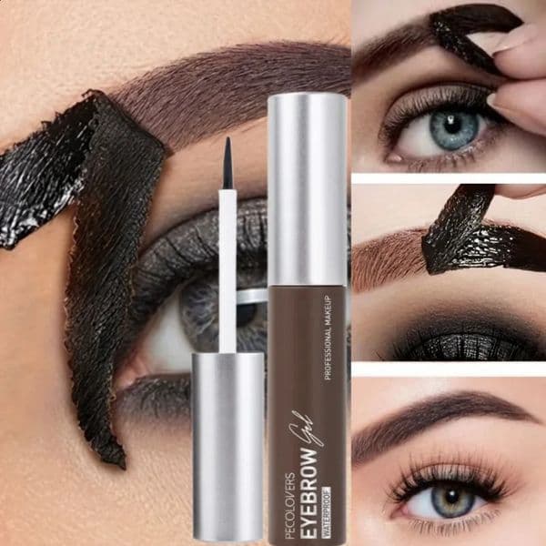Semi-Permanent Peel-Off Eyebrow Tattoo Gel Anti-Smudge Brow Tint Cream Eye Makeup Easy Application Natural Look - Black/Brown 260129