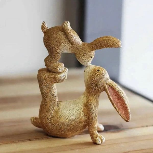 1 Piece Kissing Rabbit Statue Kissing Rabbit Resin Decorative Ornament Valentines Day and Easter Decoration 260208
