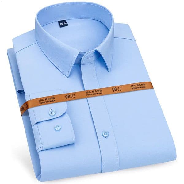 mens dress shirt long sleeve thin free ironing business casual slim-fit fashion breathable high quality solid color260129BJ