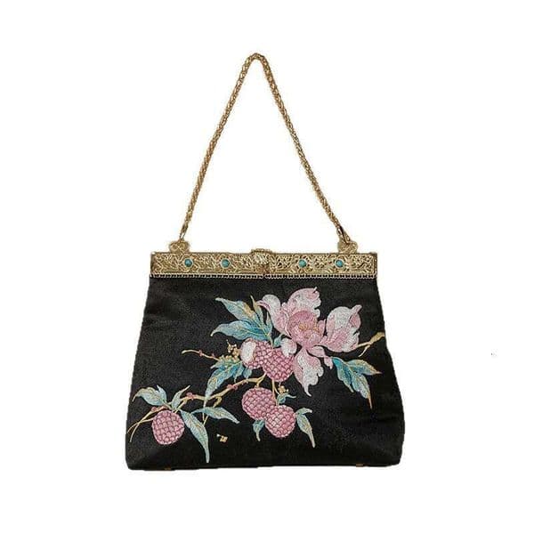 Heavy Industry Embroidery Cheongsam Handbag Vintage Style Beaded Small Square Shoulder Bag MASA