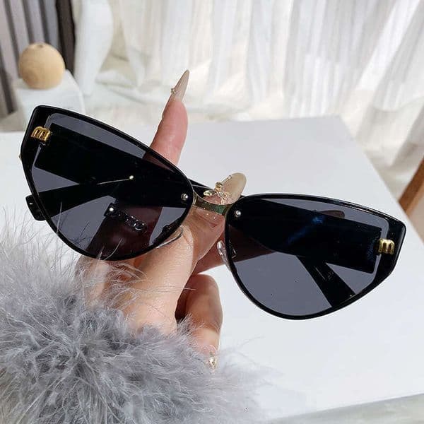 Sunglasses Designer Style Fashionable new European American style metal cat-eye small-frame sunglasses women, high-end, unique, stylish, and slimming for photo shoots