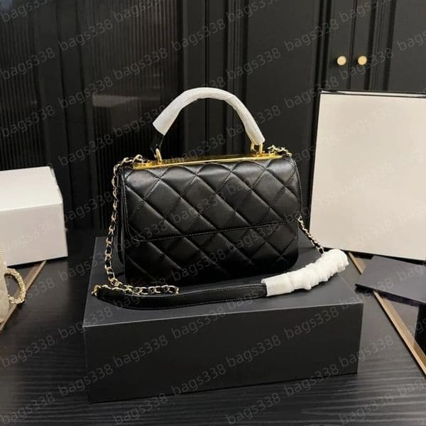 Top designer crossbody bag ladies small handle tote bag chain strap leather quality casual refined diamond lattice caviar women purse flap women black shoulder