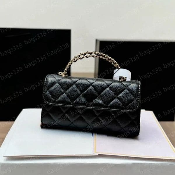 Designer handle women crossbody leather chain strap chic casual refined diamond lattice small tote bag shoulder bags quality caviar phone purse flap shoulder