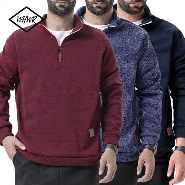 Men Sweatshirts Autumn Thicker Pullover Half Zipper Pullover Male Winter Solid Color Turtleneck Sweater Hoody Outdoor Sweatshirt 260122