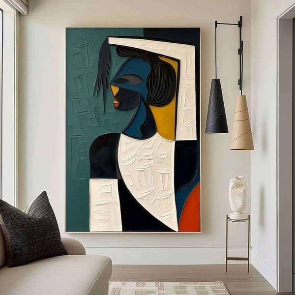 Large Colorful 3D Textured Mural Hand-painted Abstract Canvas Picasso-style Oil Painting Modern Wall Art Decor 26Y0210