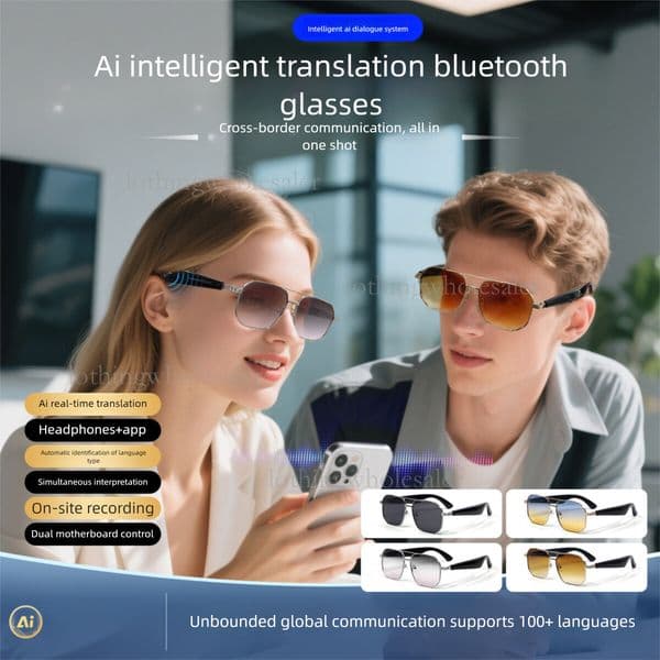 Designer Luxury Fashion Intelligence Multi Language Real Time Translation Bluetooth Glasses Listening To Music And Calling Outdoor Glasses Business Sunglasses