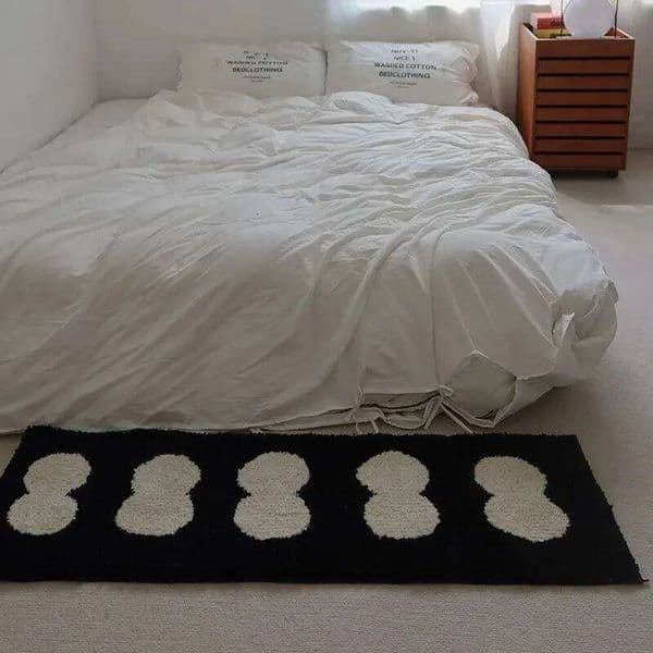 VIKAMA Minimalist Black White Bedside For Bedrooms Living Rooms Soft And Comfortable Plush Home Decor Rug 26H0211
