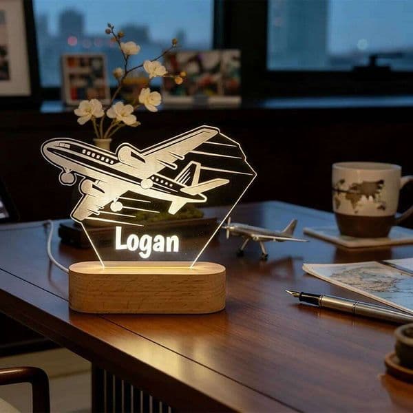 Airplane Shaped Night Aircraft Model Custom Name Light Back To School Club Gift For Aviation Enthusiasts 26L0212