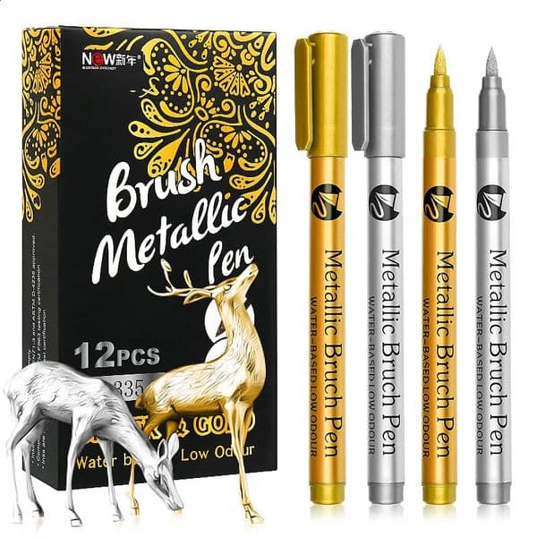 612Pcs Waterproof Permanent Paint Marker Pen Gold and Silver Ink Metallic Rock Mug Ceramic Glass DIY Painting Supplies 260124