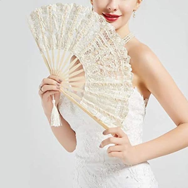 Embroidery Chinese Dance Hand Fan Party Wedding Prom Bamboo Hand Folding Lace Fabric Vintage Craft Gift Fan Home Decoration 260208