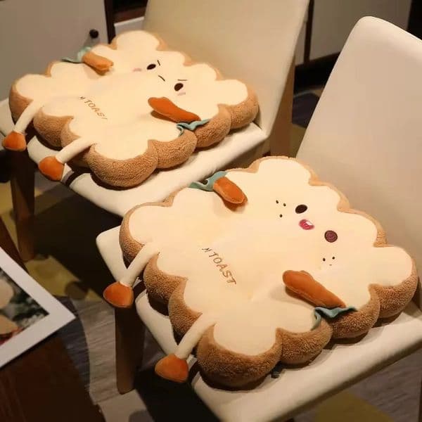 Comfy Cartoon Toast-Shaped Seat Back Cushion Washable Anti-Fatigue Pillow for Home/Office/Car Perfect Gift for Christmas 260129
