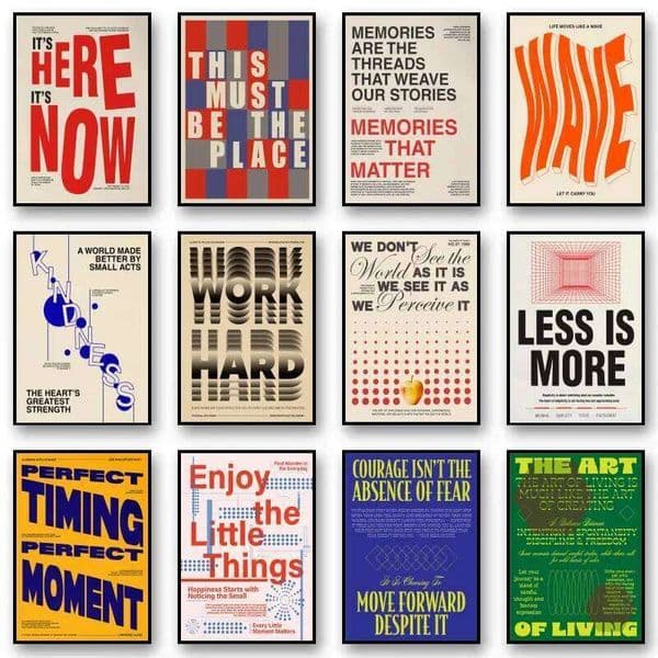 Abstract Typography Poster Less is More Canvas Painting Motivational Quote Art Print for Home Living Room Decor 26Y0210