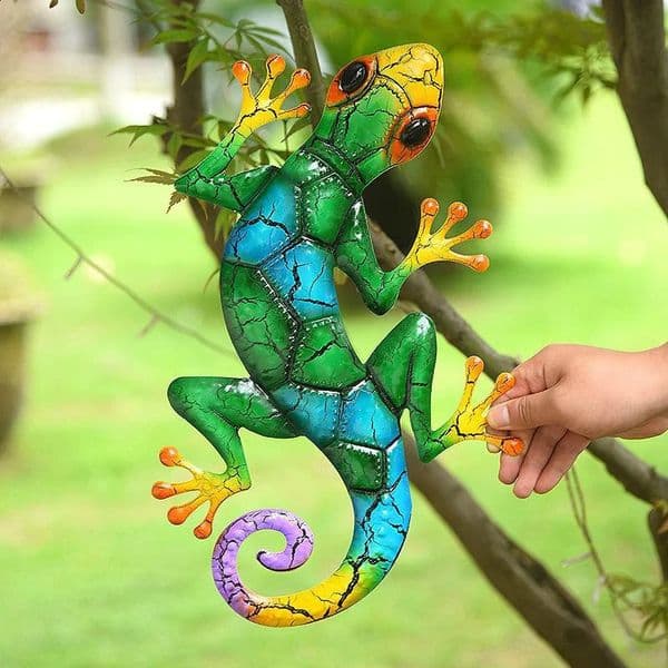 Metal Gecko Yard Garden Decoration for Outdoor Statues Home-garden Wall Decor Miniature Accessories Sculpture Lizard Ornaments 260205