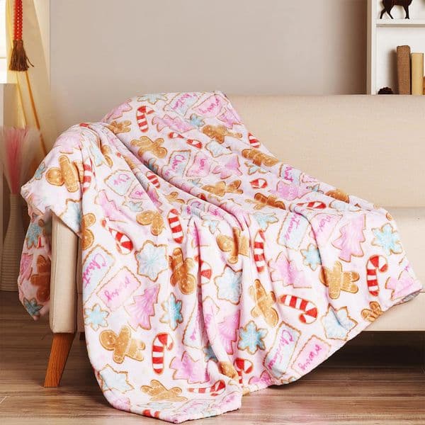 Pink Christmas Throw Blanket Stylish and Cute for Couch Chair or Bed Decor Soft Plush 260122