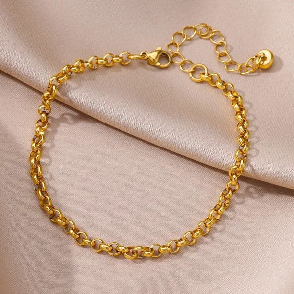 Anklets for Women Stainless Steel Gold Color Chain Anklet Female Summer Beach Accessories Foot Leg Bracelets Fashion Jewelry 260128