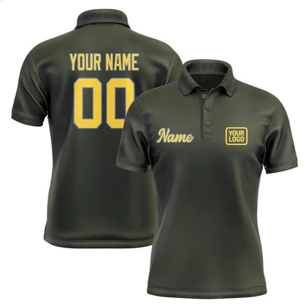 Personalized DIY Dark Olive Polo Shirts Customized Name Team Name Number Team Uniforms Loose Darts Bowling Billiards Tops 260208