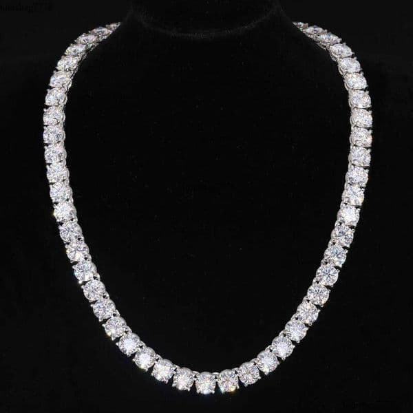 Designer-style high-end necklace2025 Design Iced Out Bracket 10mm Sterling Sier Vvs Moissanite Dia Baguette Buckle Tennis Chain Necklace