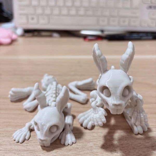 3D Printed Skeleton Rabbit Statues and Movable Skeleton Rabbit Ornaments for Halloween Day of The Dead Christmas and Easter 260208