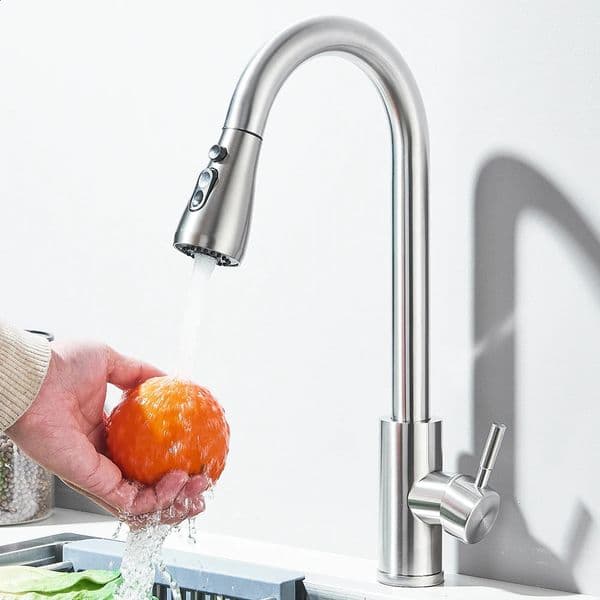 Kitchen Faucet Brushed Nickel and Cold Water Sink Pullout Sprayer For 260209