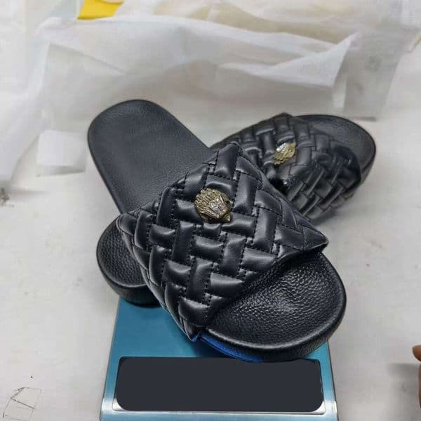 Gegiers Kurts Slides Womens London Designer Kensingtons Sandals Arch Support Kurts Eaglehead Flip Flops Slippers Full Grain Textured Rubber Flats Shoes