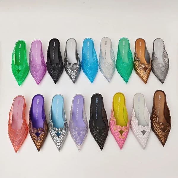 Women Sandals 2025 Spring Melissa Woman Slingback Shoes Fashion Ladies High Heels Elegant Med Heel Pointed Toe Slip on Sandal 260130BJ