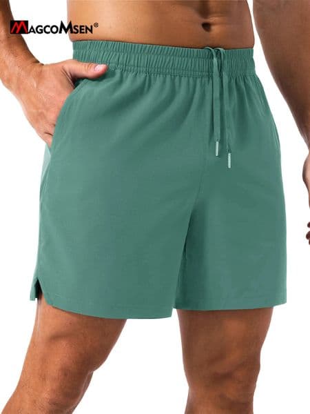 MAGCOMSEN Mens Running Shorts Summer Elastic Breathable Drawstring Pocket QuickDry Lightweight Water Resistan 260209BANJIA