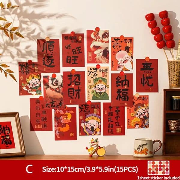 Chinese Style Spring Festival Decorative Pos Traditional es Wall Stickers Banners 260130