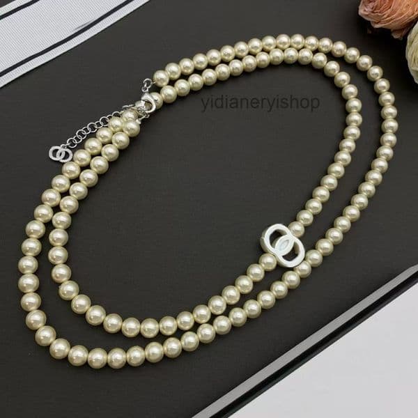 Designer jewelry cc necklace silver Pearl Sweater Chain Long Necklace for Women channels necklace