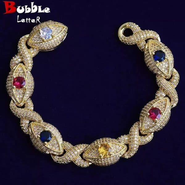 15mm Iced Out Hip Hop Cuban Chain Silver Infinite Links Diamond Eye Choker Necklace Women