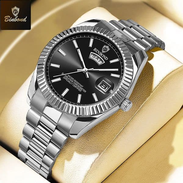 BINBOND Sport Wrist Watch For Man Waterproof Luminous Date Men Quartz Stainless Steel Mens Watches Male Reloj 260207