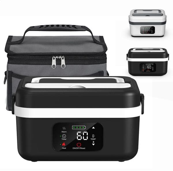 Wireless Electric Insulated Lunch Box - Built-in 8000mAh Battery 60W Heating Lunch Box 1L Stainless Steel Lunch Box Food Warmer 260205
