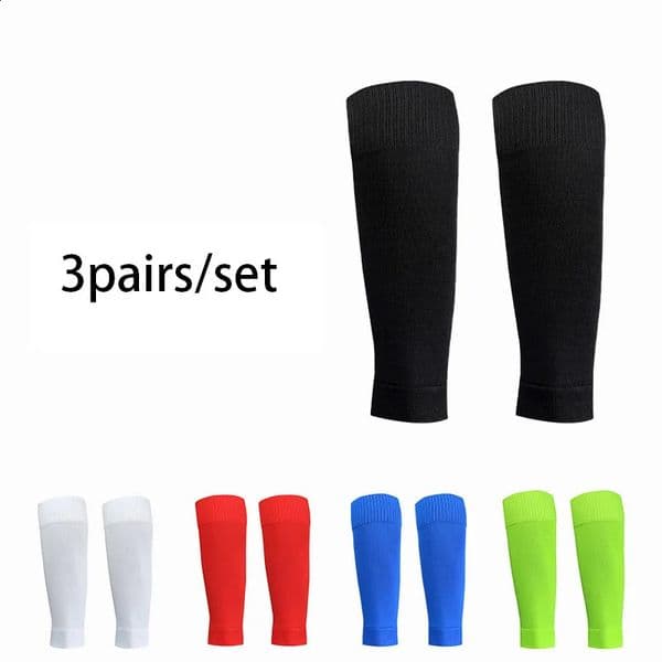 3 pairs Football Socks Shin Pads Leg Cover Men Women Grip Cutsocks 260209