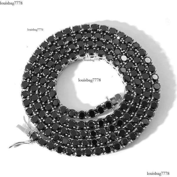 3-8mm VVS1 Black Moissanite Dia Sterling Sier Tennis Necklaces Bracelets Iced Chain Stylish Hip Hop Jewelry for Men