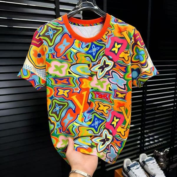 2026 new men's short-sleeved T-shirt women's summer cotton high street loose extra-large T-neck trend top23