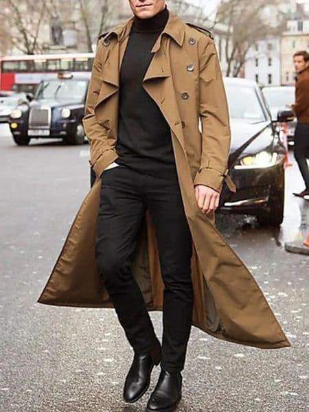 Streetwear Fashion Trench Mens Thin Coat Overlong British Coats Mans Clothing With Epaulets Jackets For Spring 260203