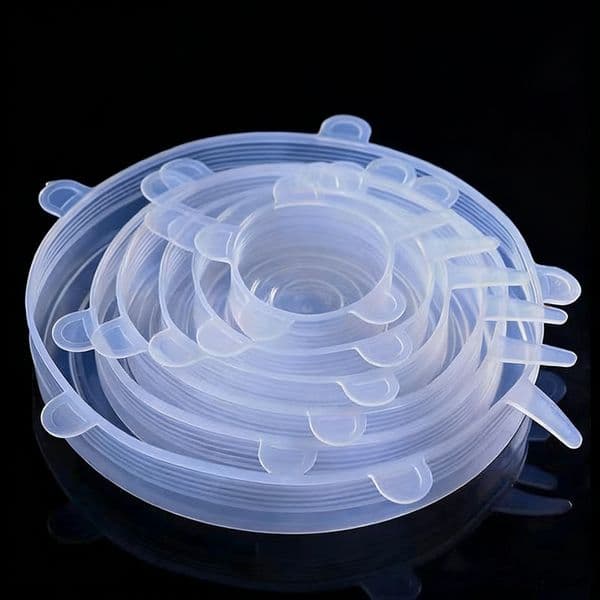 6pcs Silicone Food Storage Lids Reusable Silicone Stretch Lids Food Grade Meet Most Container Food Storage Can Covers For Kitchen Gadgets Dish /Drinking