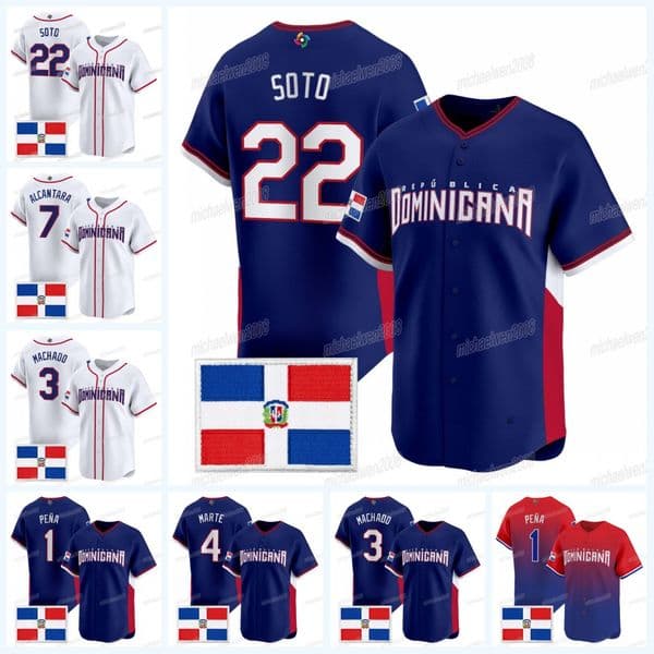 Team Dominican Republic 2026 World Baseball Classic WBC Baseball Jersey Ketel Marte Juan Soto Seranthony Dominguez SotoWandy Peralta Junior Caminero Johan Rojas