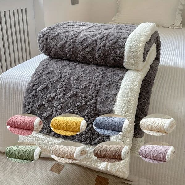 Double-Sided Fleece Bed Blanket Autumn And Winter Thickened Sofa Blanket Air Conditioning Blanket Suitable For All Seasons 260121