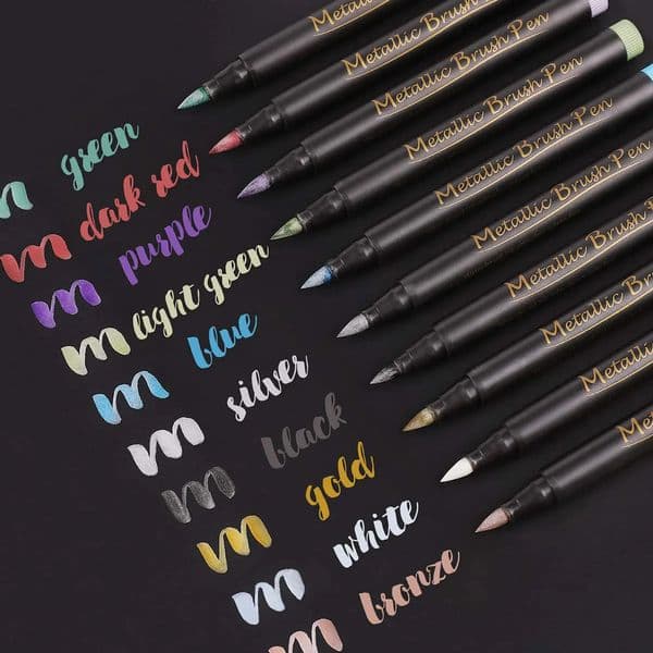 Metallic Paint Marker Pen 12pcs Shimmer Glitter Marker Pen Art Supplies for Rock Painting Black Paper Scrapbook Po Album 260208