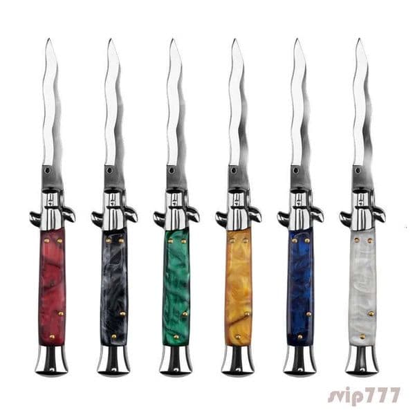 High quality knife 12Models 2025 Italian Style Folding Knife 4.21 440C Kriss Blade, Acrylic Handles