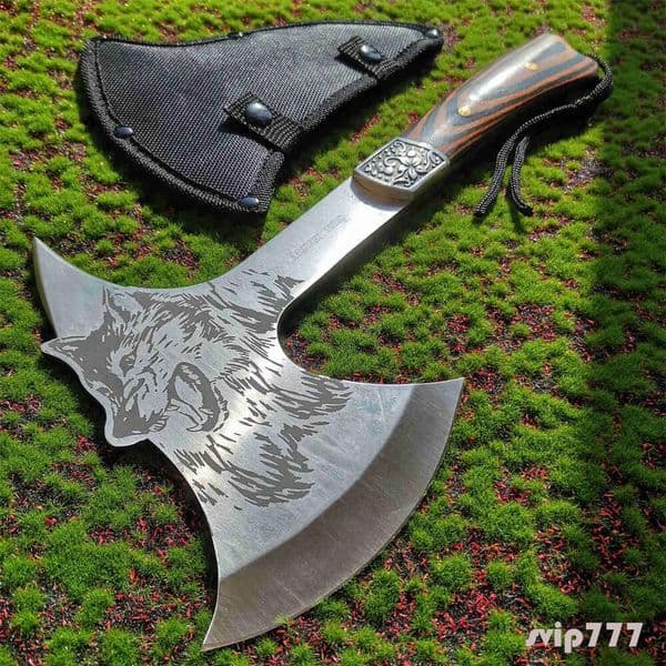 60HRC Multi-function Survival Stainless Steel Color knife Wood Short Handle Bone Chopping Fire Outdoor Mountaineering Tool Axe
