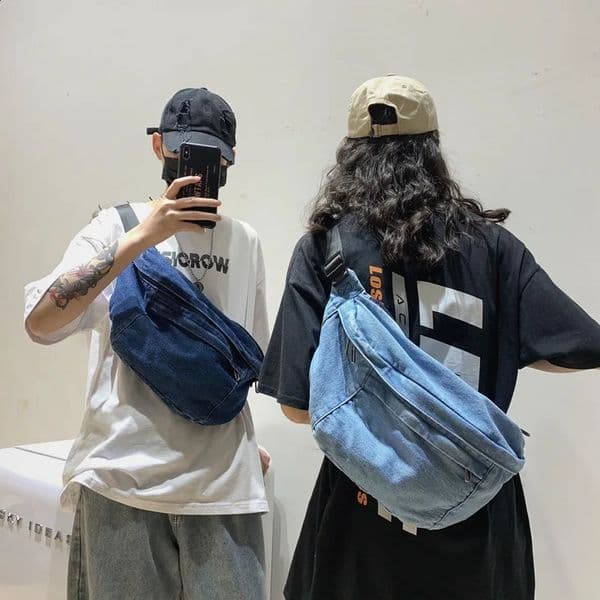 Women Belt Bag Men Hip Hop Fashion Bum Travel Purse Phone Pouch Unisex Crossbody Sling Chest Bag Denim Bag Shoulder Bags 260208