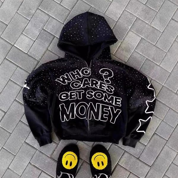 Y2K trendy American letter pattern loose casual hooded zipper retro hoodie fashionable jacket 260208