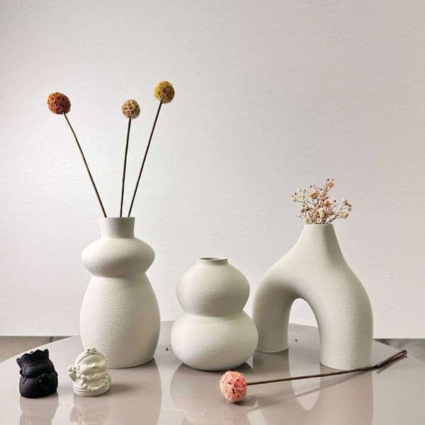 3-Piece Multi-Color Art Vase Set - Minimalist Bohemian Decorative Vases, Perfect for Weddings, Valentine's Day, Living Room, an 26L0212