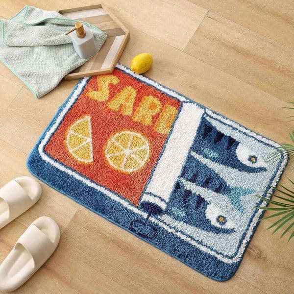 VIKAMA Cartoon Sardine Floor Soft Non-slip, Kitchen Bathroom Mat, Sofa and Bedroom Carpet, Home Decoration 26Y0211